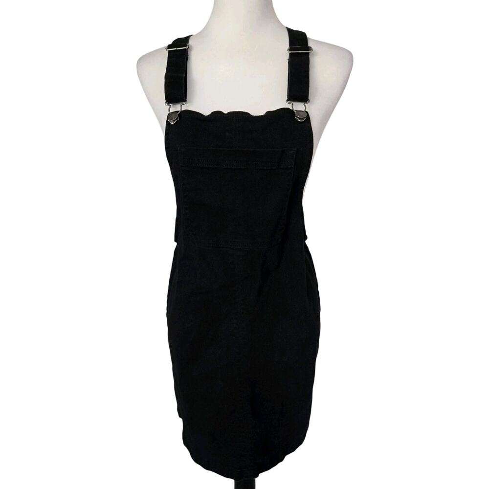 Wild Fable Denim Overall Mini Dress Black Short Stretch Adjustable Sz M